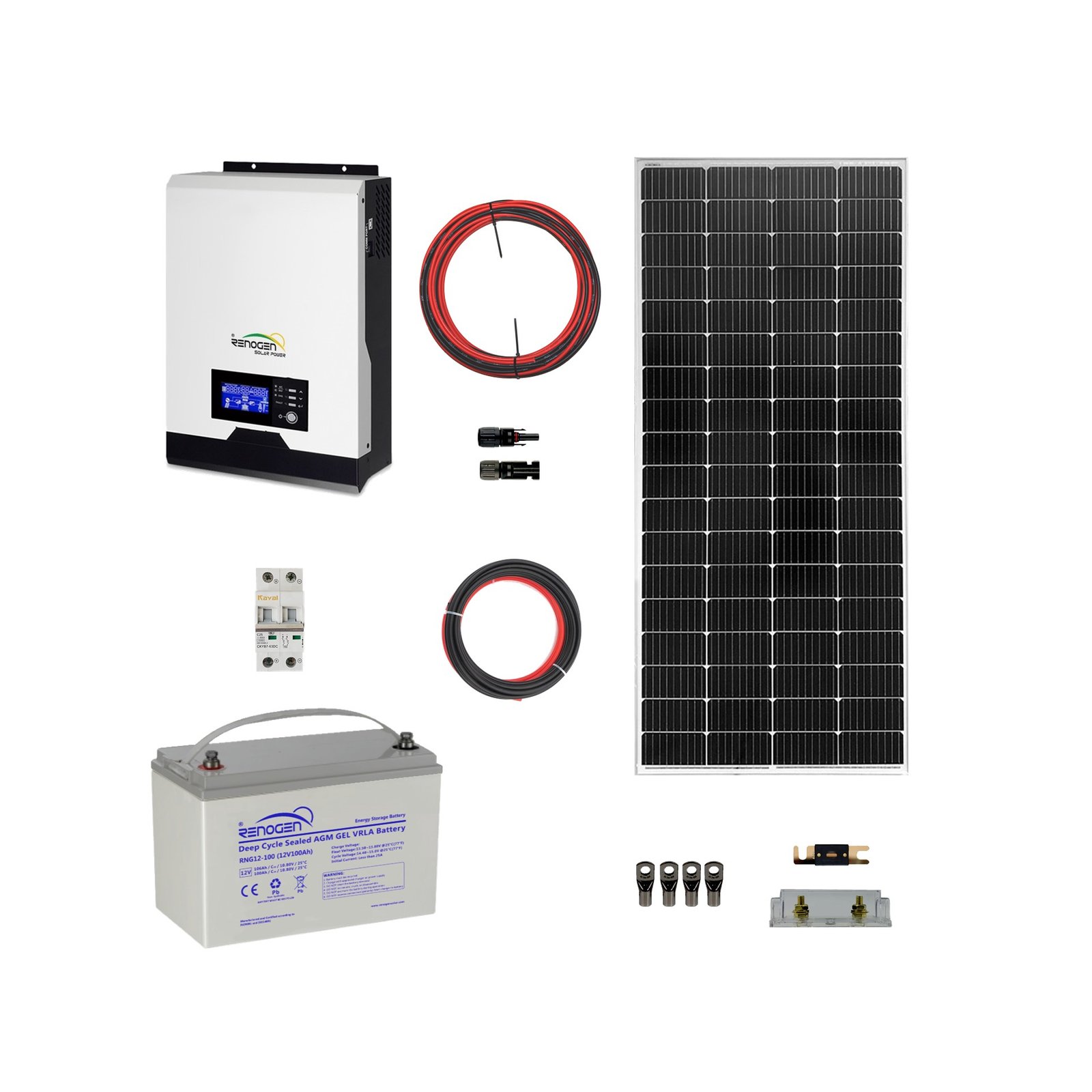 Kit de Panel Solar de 500W, células solares duales de 12/5V CC