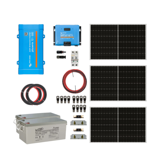 Kit Solar Off Grid 12/220V 5,4Kwh x Día 500VA MPPT 100A